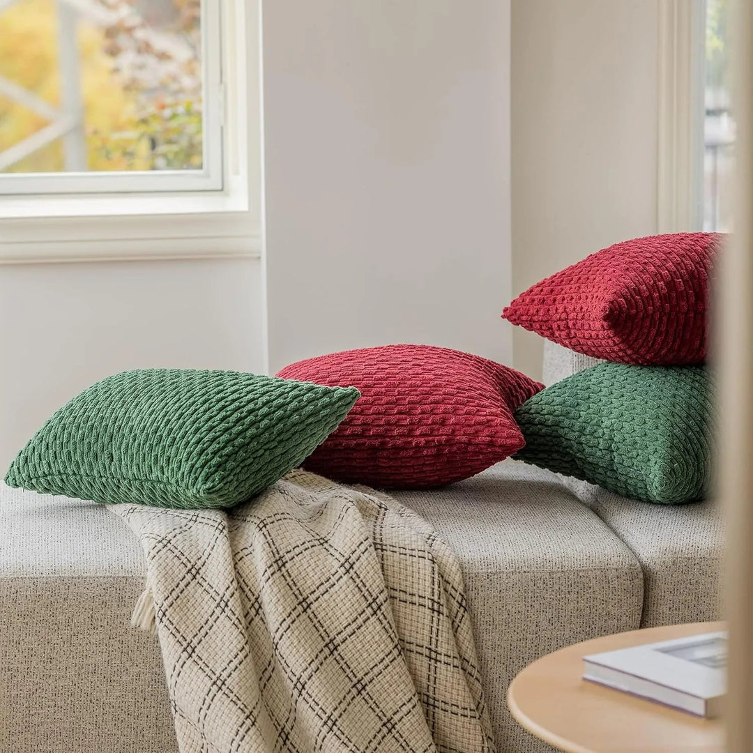 Corduroy Cushion Covers with Boho Style – Velvia-Khaki-40x40CM-The Livary