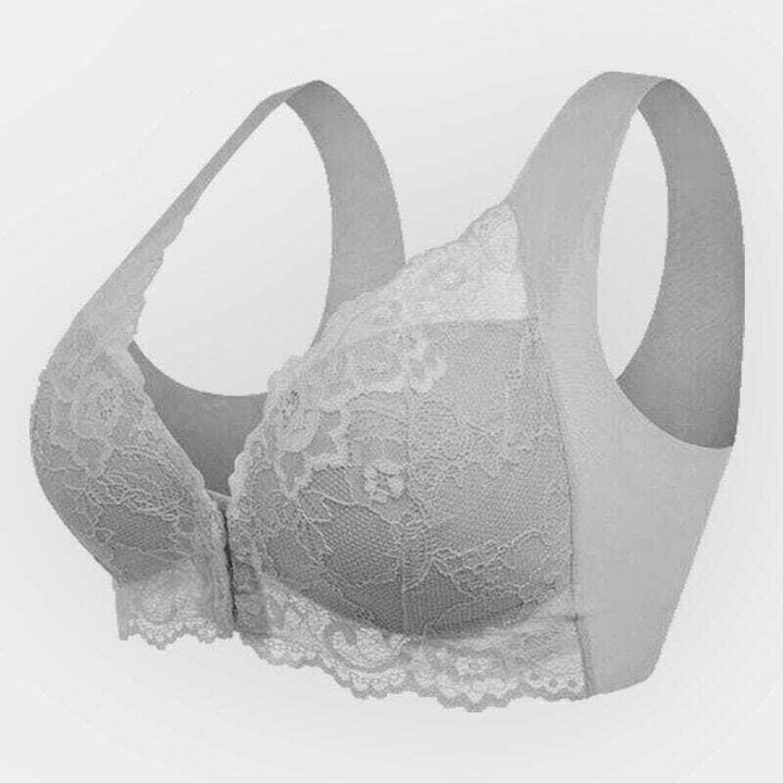Seamless lace sports bra with front closure - Mireya-Gray-M-The Livary