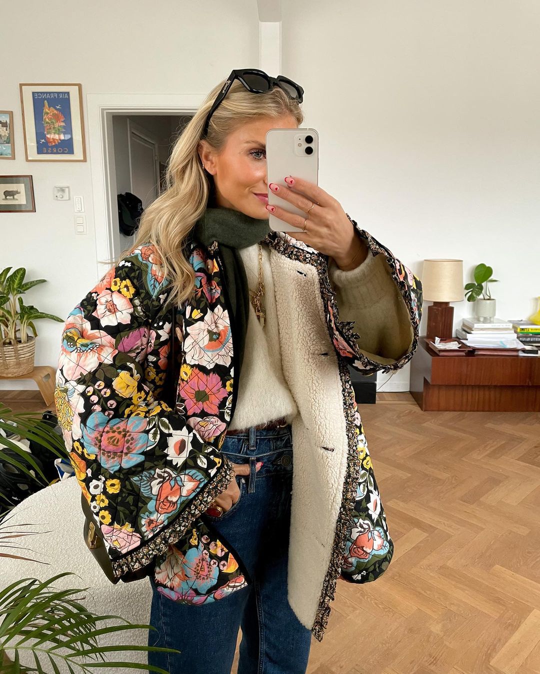 Womens Jacket with Floral Print - Aurora-S-The Livary