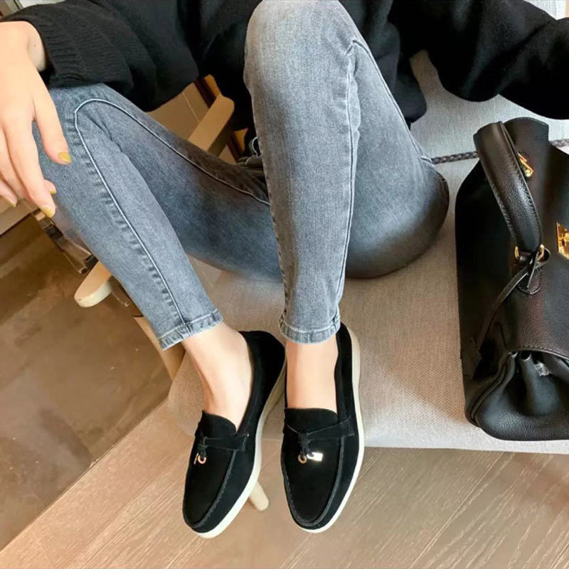 Comfortable Loafers with Lock Detail - Isabella-Beige-4.5-The Livary