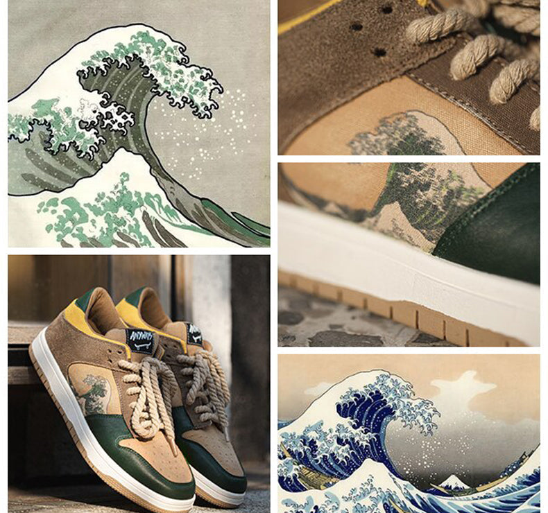 Artistic ladies and gentlemen's platform sneakers with wave design – Daiki-3-The Livary