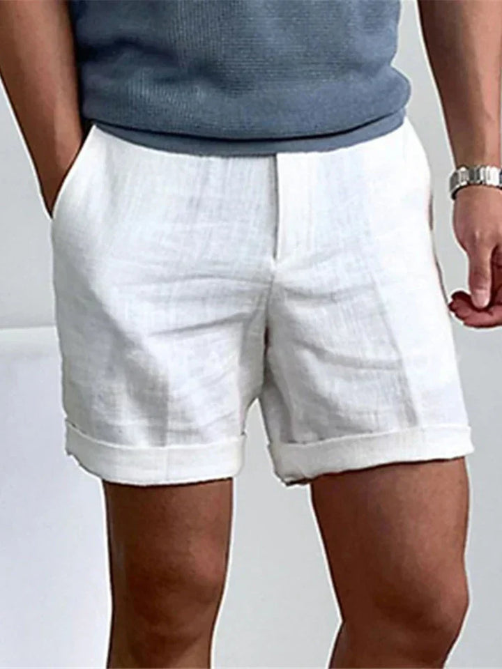 Light men's summer shorts made of linen with a relaxed fit - Jorin-White-S-The Livary