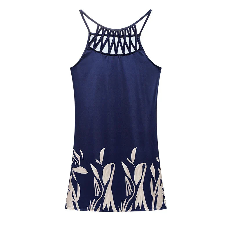 Trendy summer tunic dress with ethnic print & spaghetti straps – Kiara-Flowers-S-The Livary