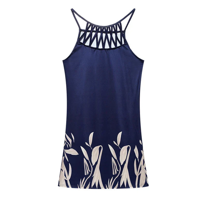 Trendy summer tunic dress with ethnic print & spaghetti straps – Kiara-Flowers-S-The Livary