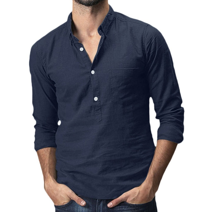 Stylish summer shirt in plus size for men – Hayes-Navy blue - 3 knots-M-The Livary