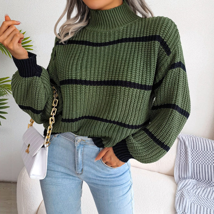 Casual Ribbed Roll Neck - Elara-Olive green-S-The Livary