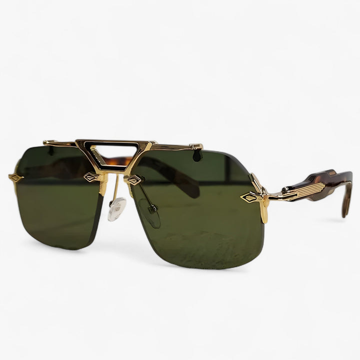 Randless oversized sunglasses with metal accents – Vexor-Green Leopard-The Livary