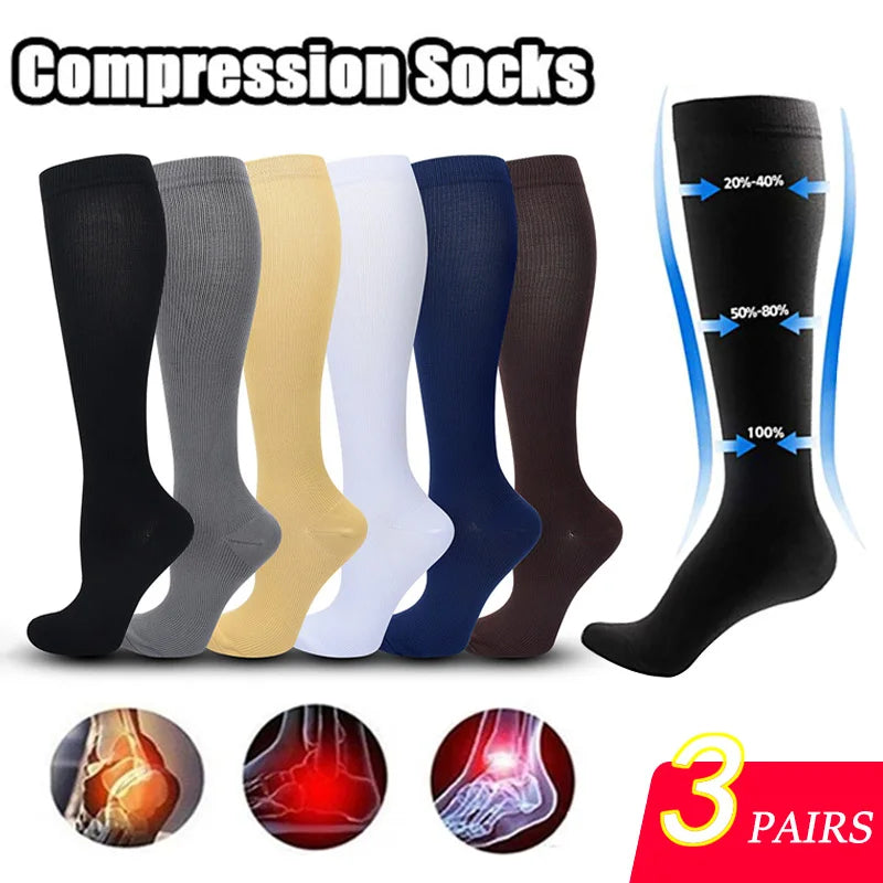 3 Pairs of Knee-High Compression Socks - FitSupport-3 pairs grey-S-M (2.5-5)-The Livary