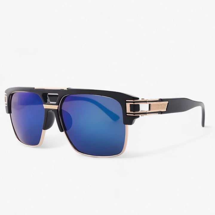 Mirrored Retro Designer Sunglasses – Calvero-Black Dark Blue-The Livary