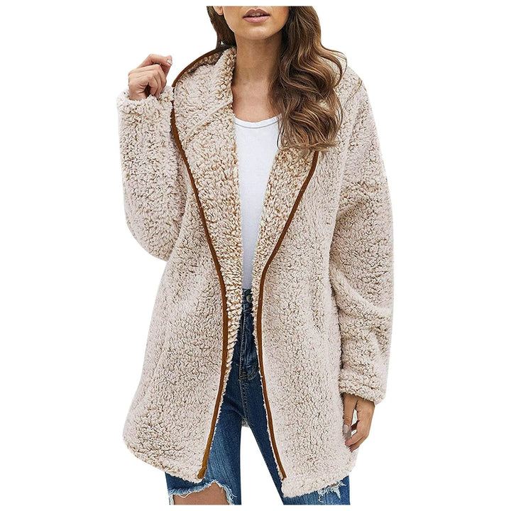 Trendy Lang Fleece Women's Jacket - Luna-Khaki-S-The Livary