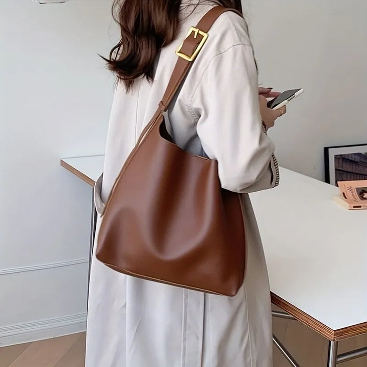 Stylish Shoulder Bag for Every Day - Luxe Everyday-Brown-The Livary