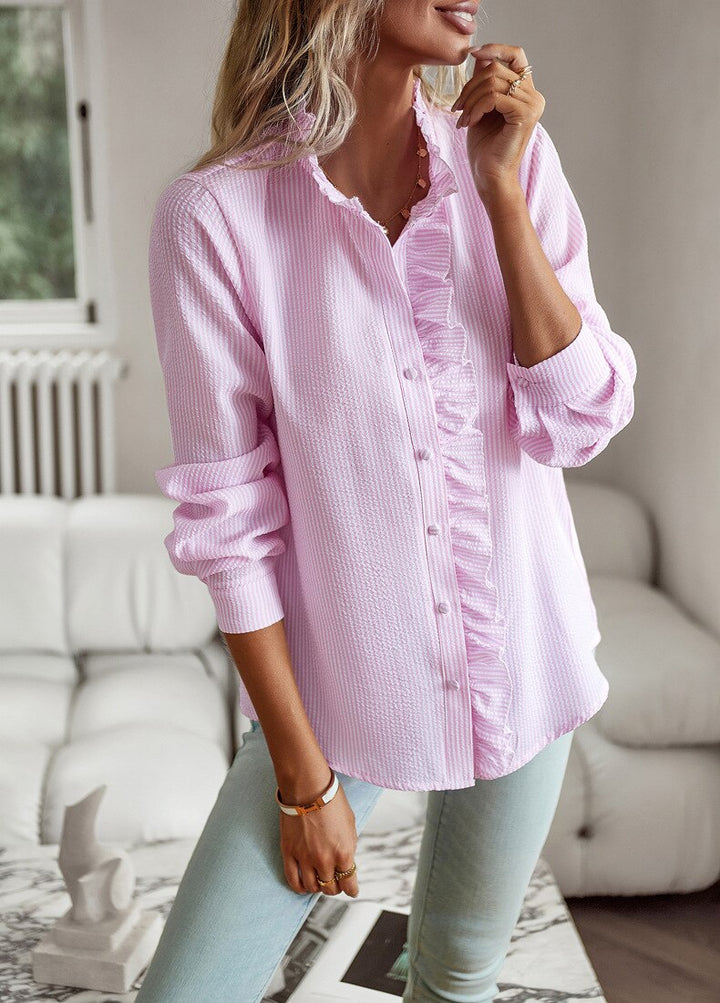 Trendy Striped Ladies' Blouse – Elise-Blue-S-The Livary