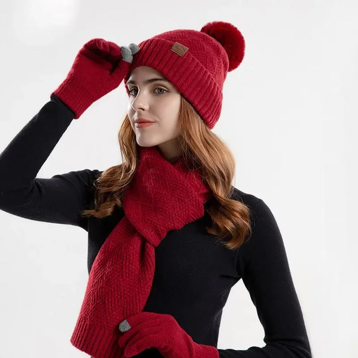Trendy Ladies Winter Beanie Set - Lara-Blue-The Livary