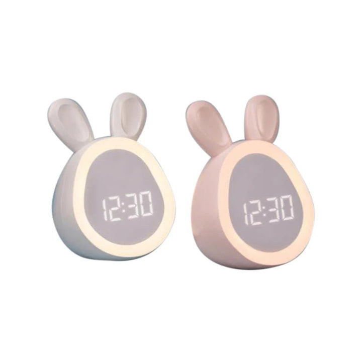 Rabbit-shaped children's alarm clock with LED night light - BunniGlow-Pink-The Livary
