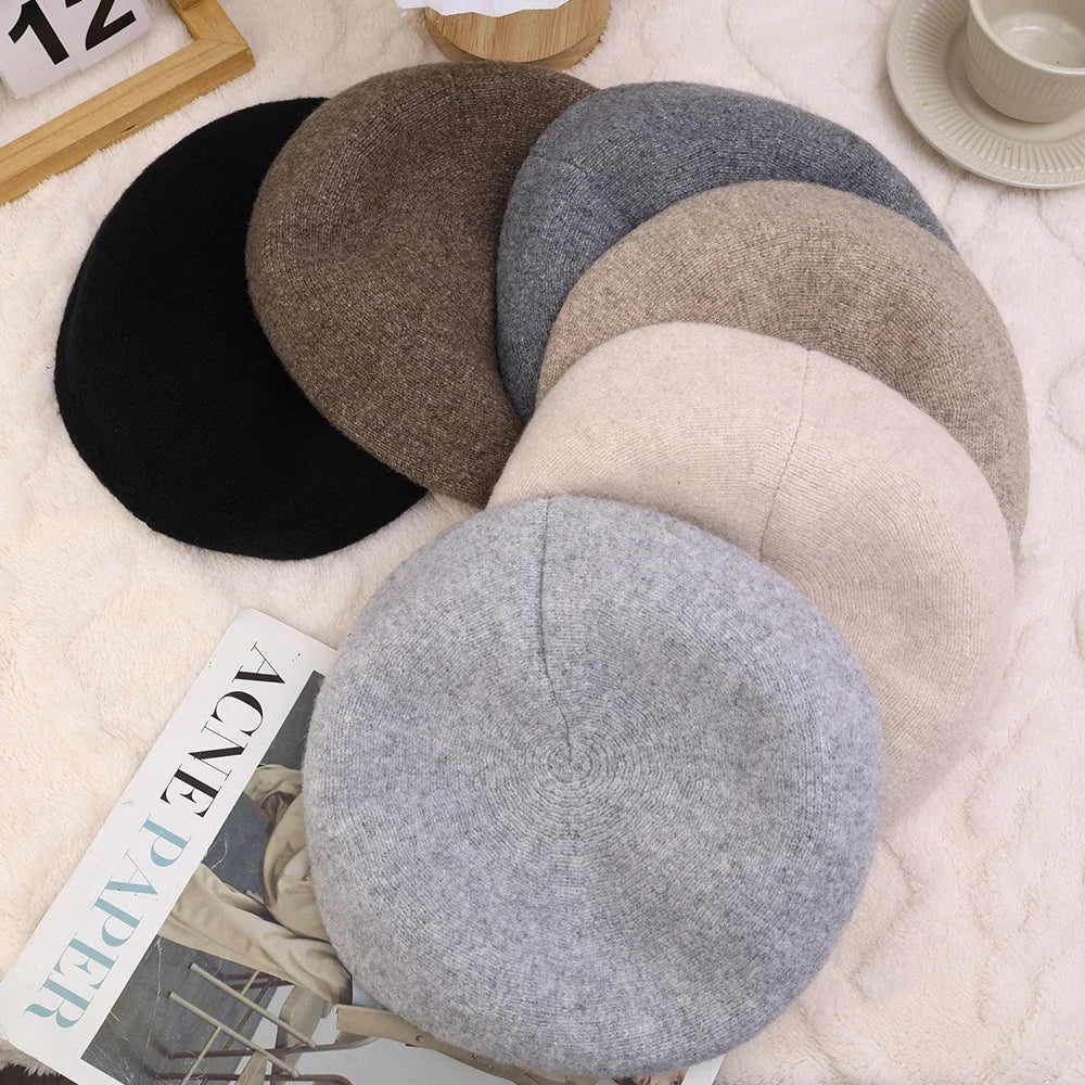 Casual Wool Ladies Beret - Diana-Light grey-The Livary