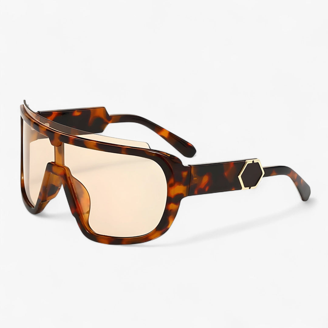 Oversized Monoblock Wraparound Sunglasses – Auron-Leopard-The Livary
