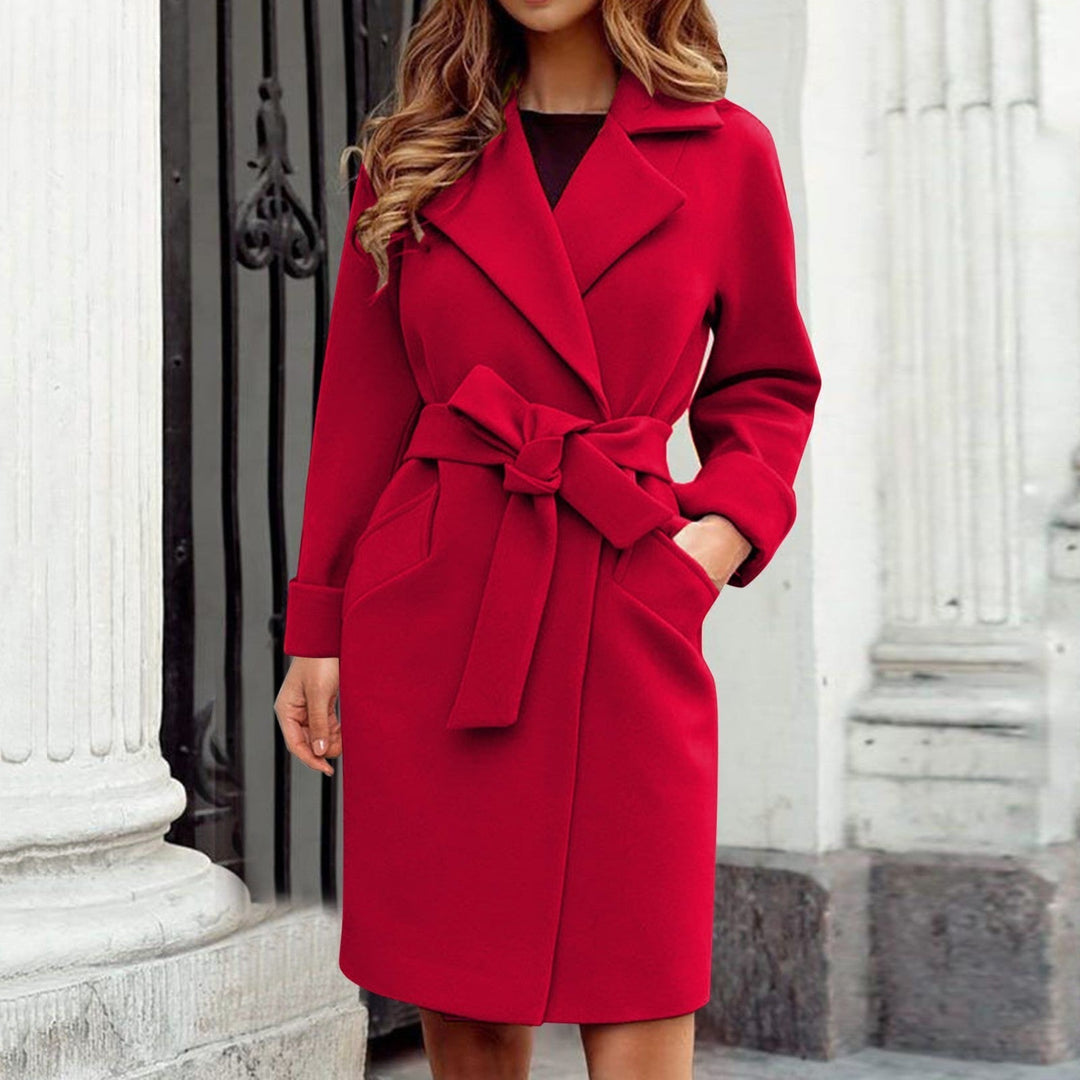 Long Trench Coat Winter Jacket with Button Closure in Bright Colours - Elena-Red-S-The Livary