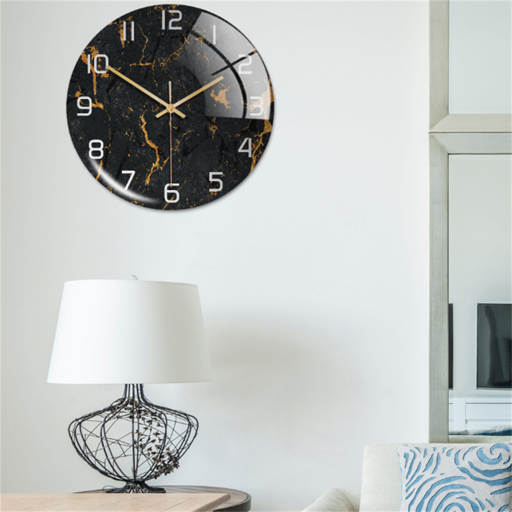 Stylish Wall Clock with Marble Texture - MarbleTime-Green-The Livary