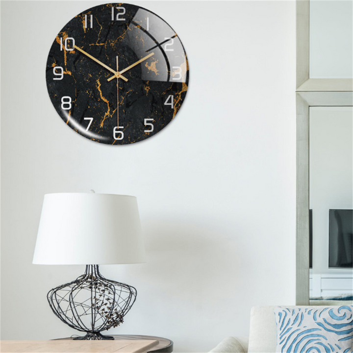 Stylish Wall Clock with Marble Texture - MarbleTime-Green-The Livary
