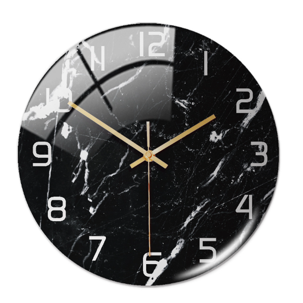 Stylish Wall Clock with Marble Texture - MarbleTime-Black White-The Livary