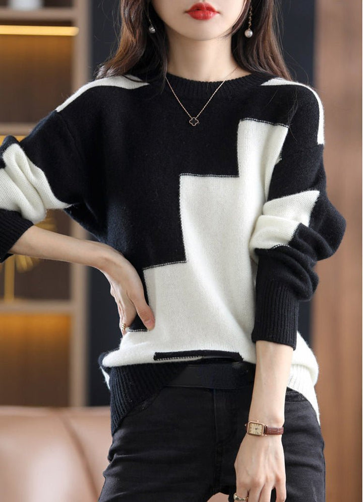 Knitted casual sweater - Arden-White-One size-The Livary