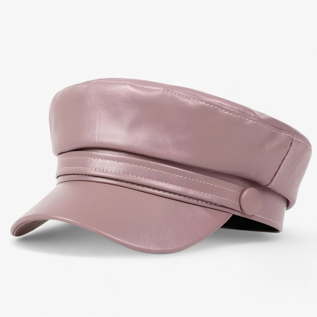 Octagonal women's flat cap made of PU leather – Valence-Pink-The Livary