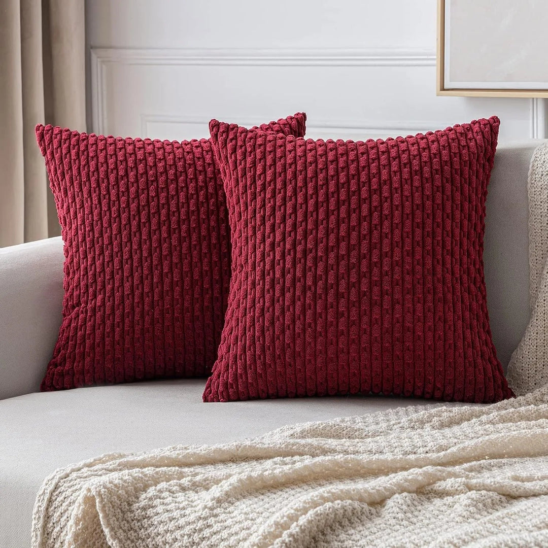 Corduroy Cushion Covers with Boho Style – Velvia-Red-40x40CM-The Livary