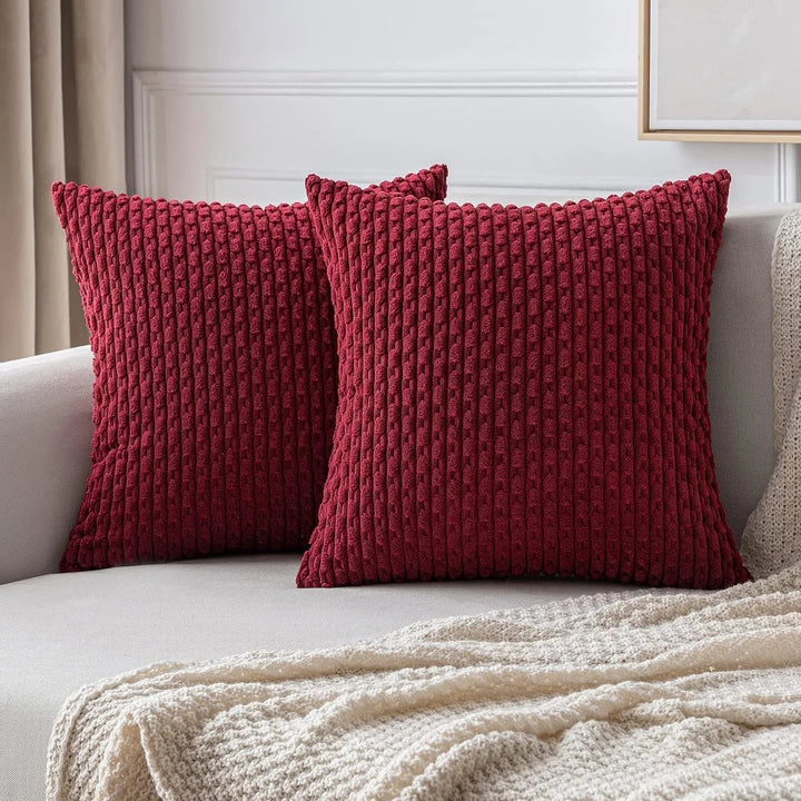 Corduroy Cushion Covers with Boho Style – Velvia-Red-40x40CM-The Livary