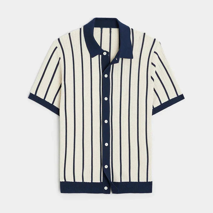 Striped knitted shirt with button placket for men – Emilio-S-The Livary