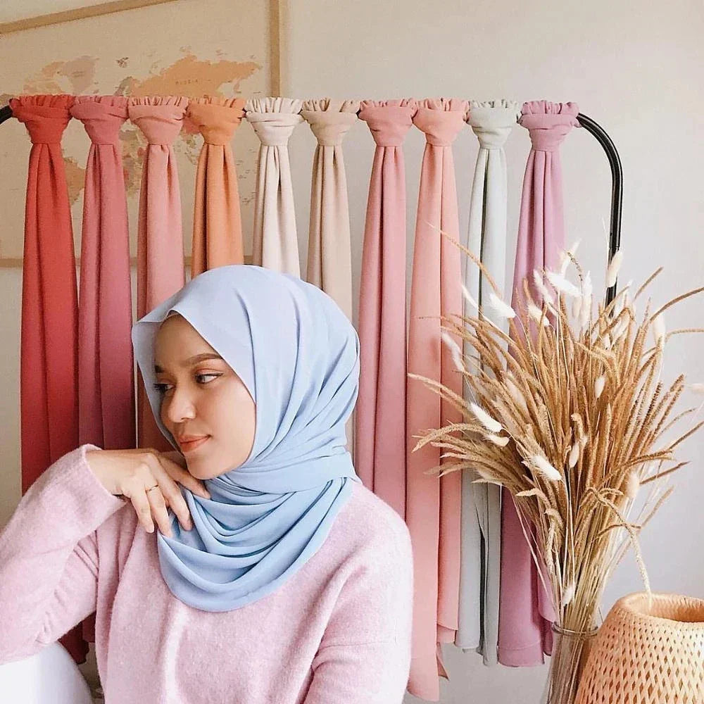 Chiffon Hijab Scarf – Leilani-Light blue-The Livary