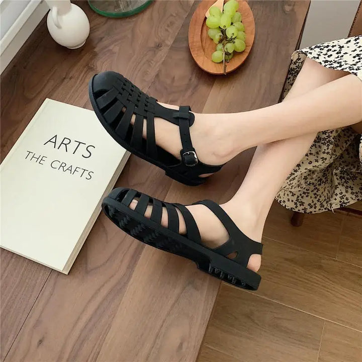 Trendy platform sandals in Korean style for women - Alina-Rose pink-3-The Livary