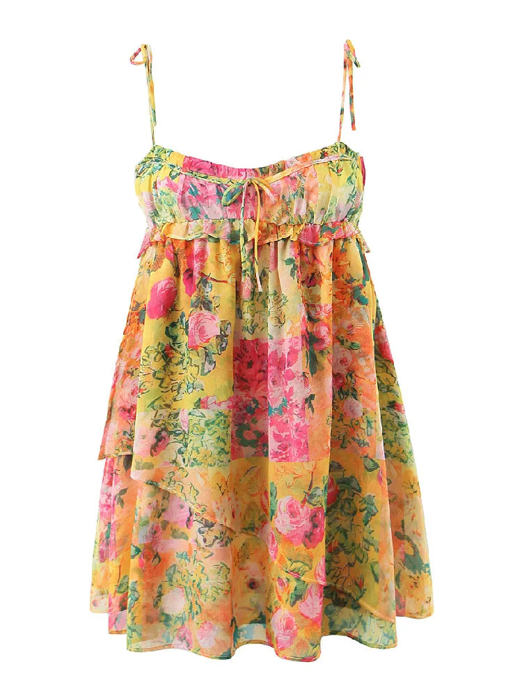 Backless Bohemian Mini Dress with Floral Print – Juliette-S-The Livary
