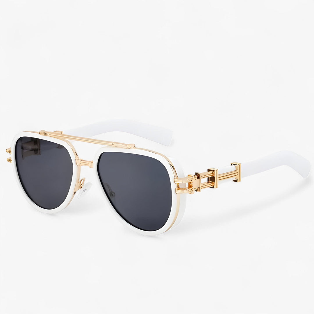 Oversized steampunk sunglasses with polarized lenses – Arclight-White Grey-The Livary