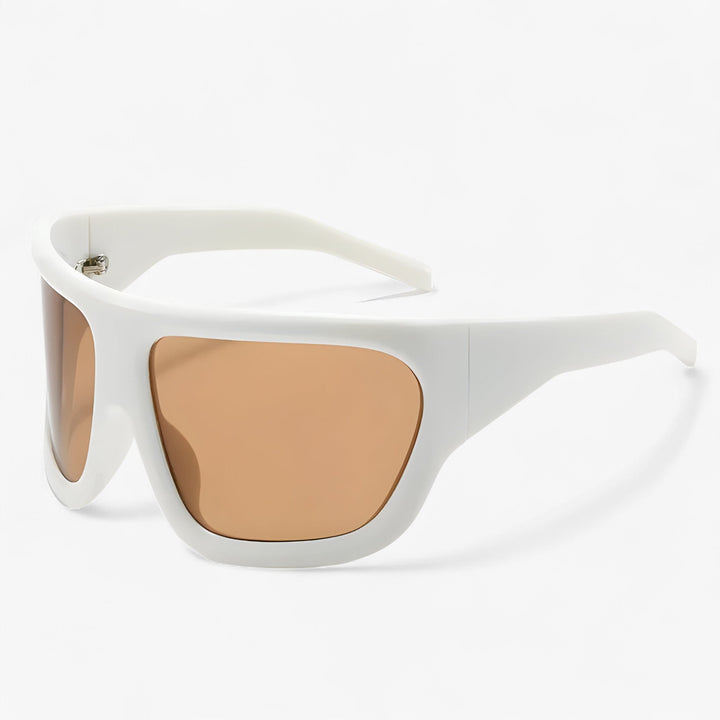 Oversized Steampunk Sports Sunglasses with Wraparound Design – Ignix-White Brown-The Livary