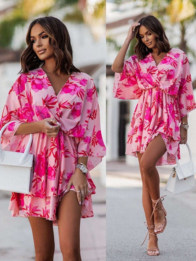 Lightweight Mini Dress - Elara-Orange/Pink-S-The Livary