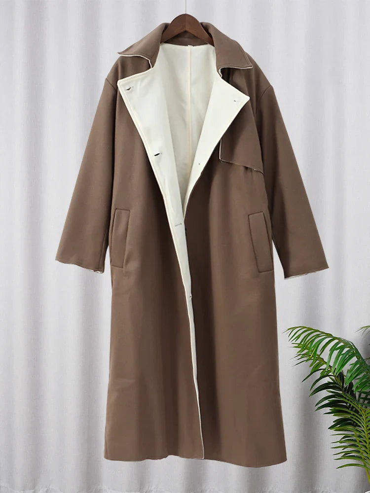 Stylish Long Wool Women's Coat - Ella-S-The Livary