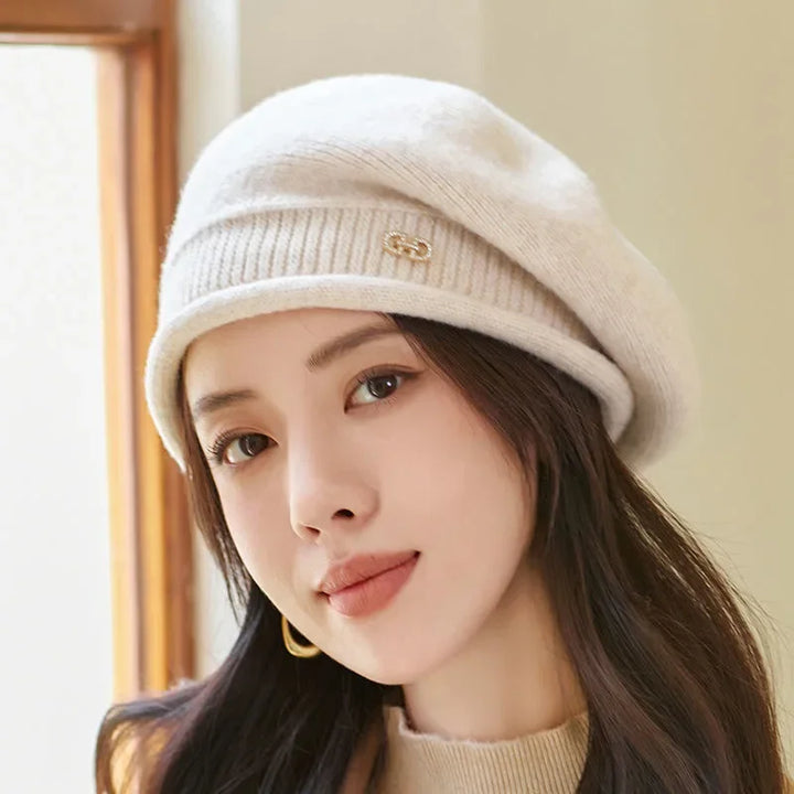 Casual Wool Ladies Beret - Diana-Light grey-The Livary