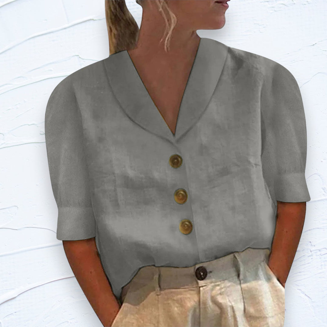 Chic Ladies Blouse with Collar and Buttons - Vivienne-S-Gray-The Livary