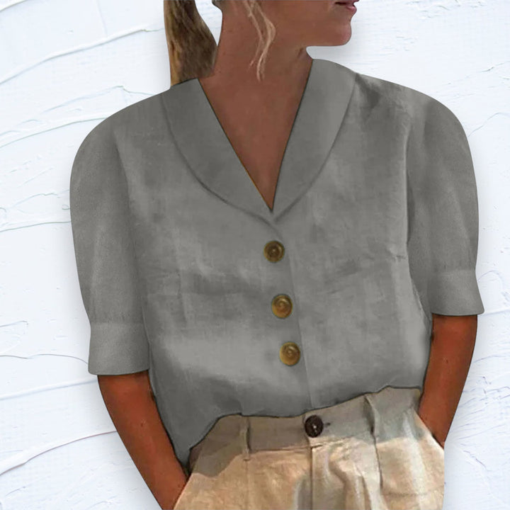 Chic Ladies Blouse with Collar and Buttons - Vivienne-S-Gray-The Livary