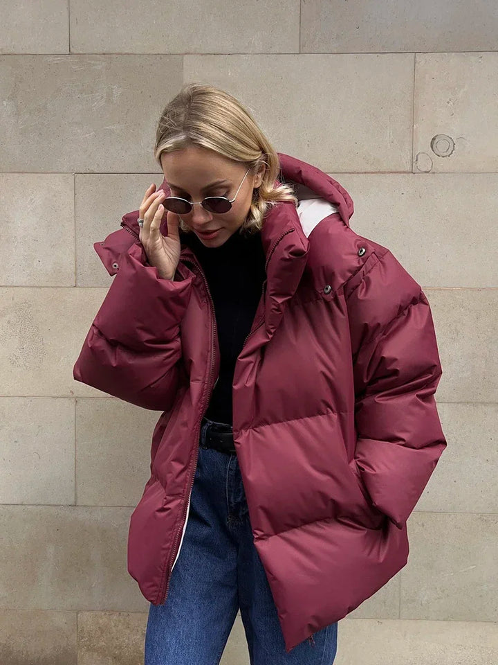 Quilted Winter Coat for Women - Elyssa-Bordeaux red-S-The Livary