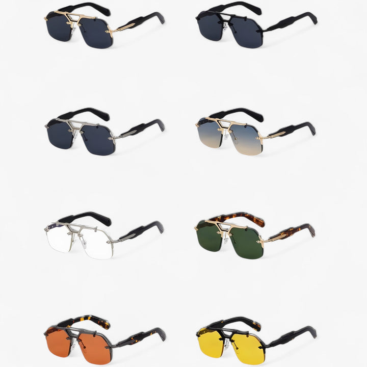 Randless oversized sunglasses with metal accents – Vexor-Gray Gold-The Livary