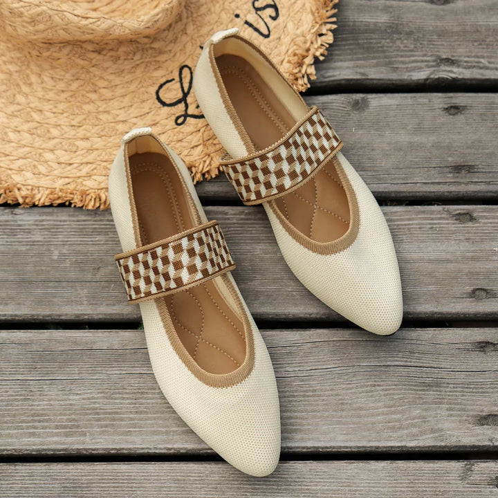 Stylish women's summer shoes with a pointed toe - Lina-3.5-Beige-The Livary