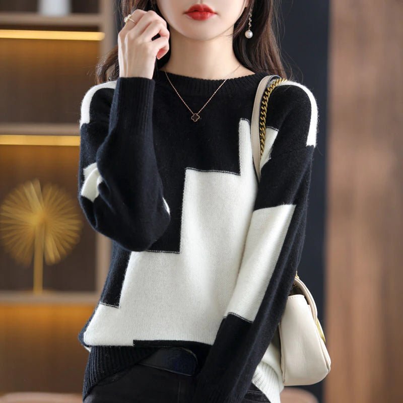Knitted casual sweater - Arden-White-One size-The Livary