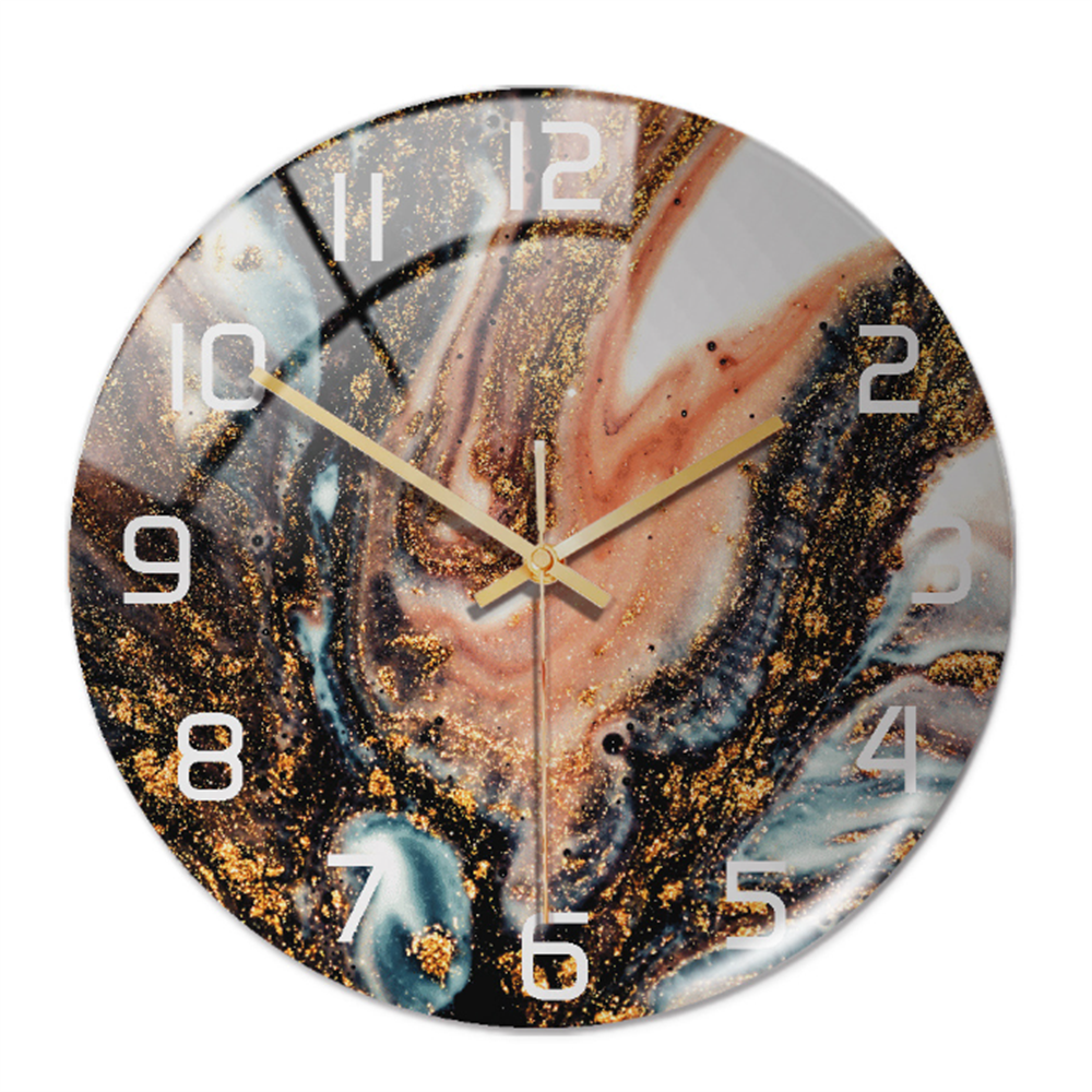 Stylish Wall Clock with Marble Texture - MarbleTime-Black Copper Blue-The Livary