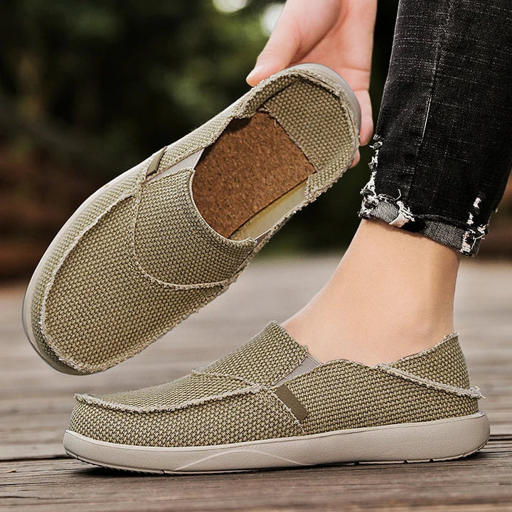 Light canvas slip-ons for men | Breathable summer espadrilles - Niko-Khaki-6-The Livary