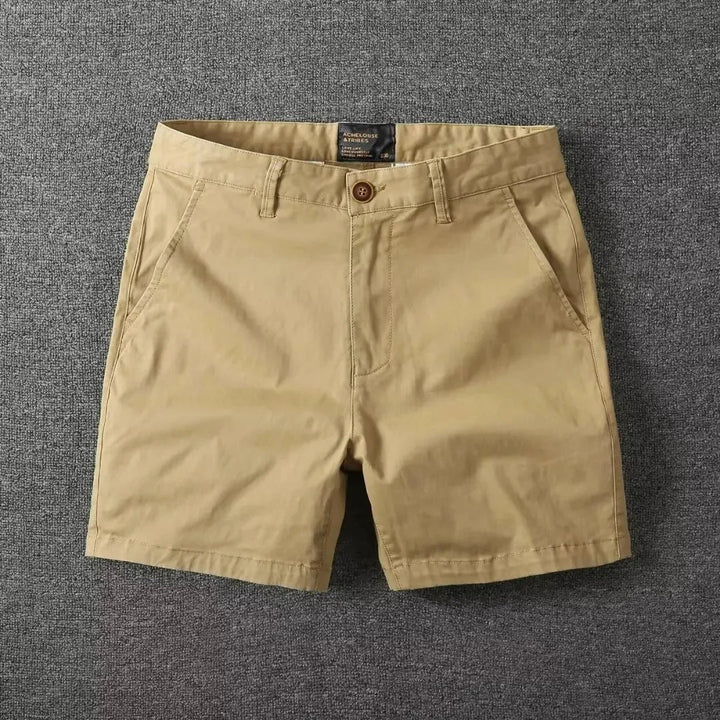 Summer chino shorts with a comfort fit – Matteo-Khaki-28-The Livary
