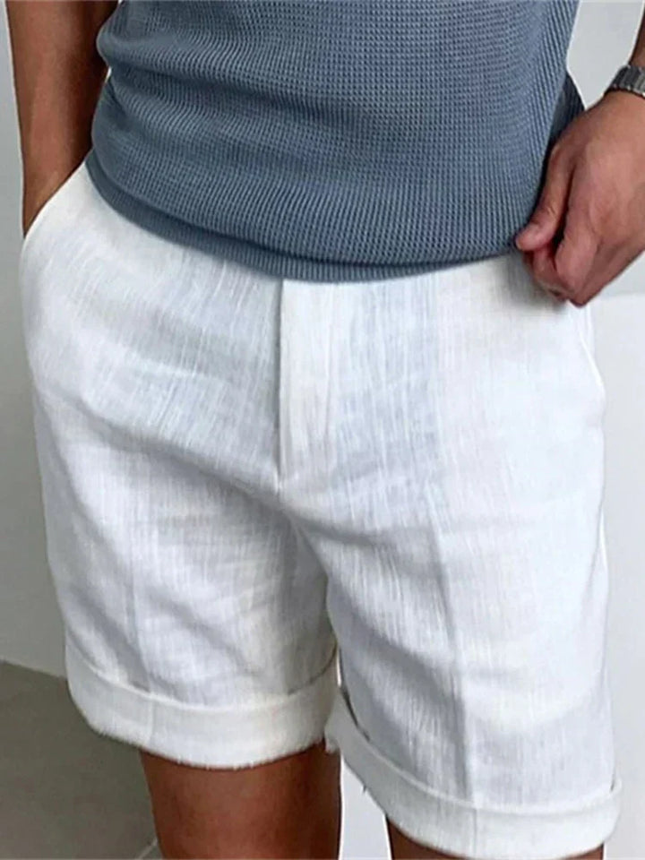 Light men's summer shorts made of linen with a relaxed fit - Jorin-White-S-The Livary