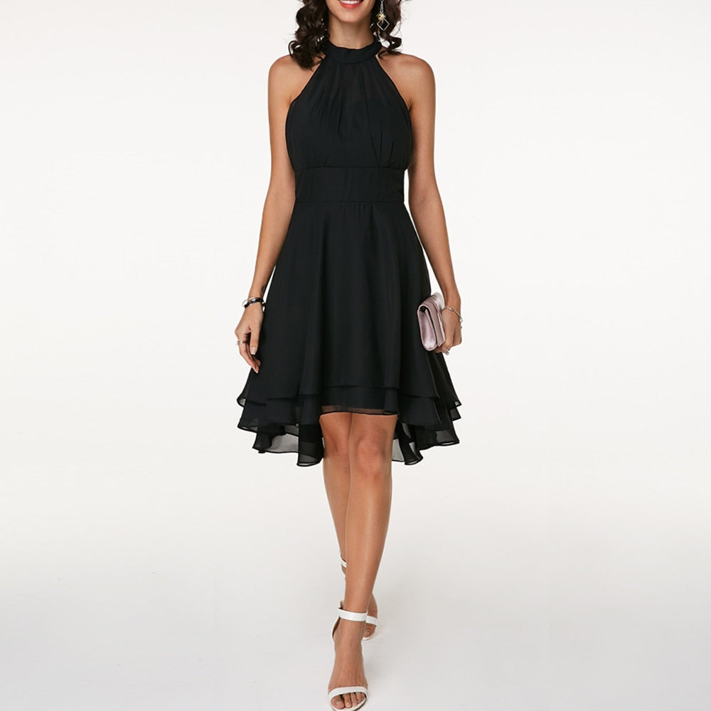 Stylish Dress with Charming Ruffles – Isabella-Black-S-The Livary