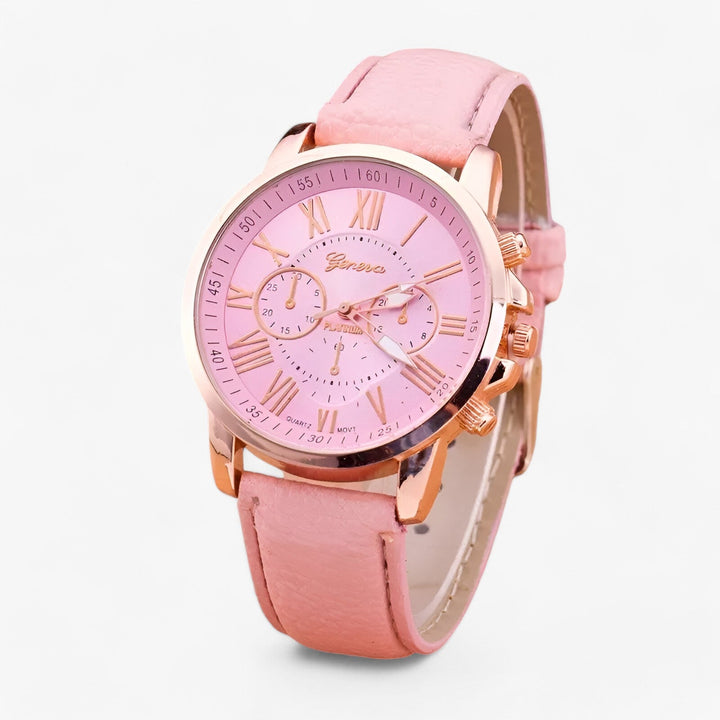 Luxury Waterproof Women's Watch with Leather Strap - Camille-Black-The Livary