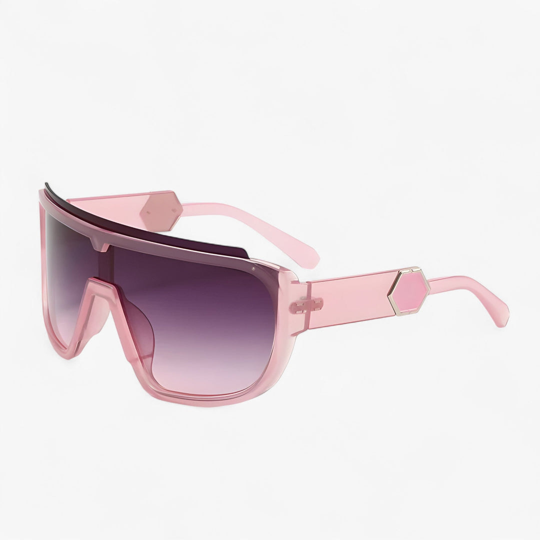 Oversized Monoblock Wraparound Sunglasses – Auron-Shiny Pink-The Livary